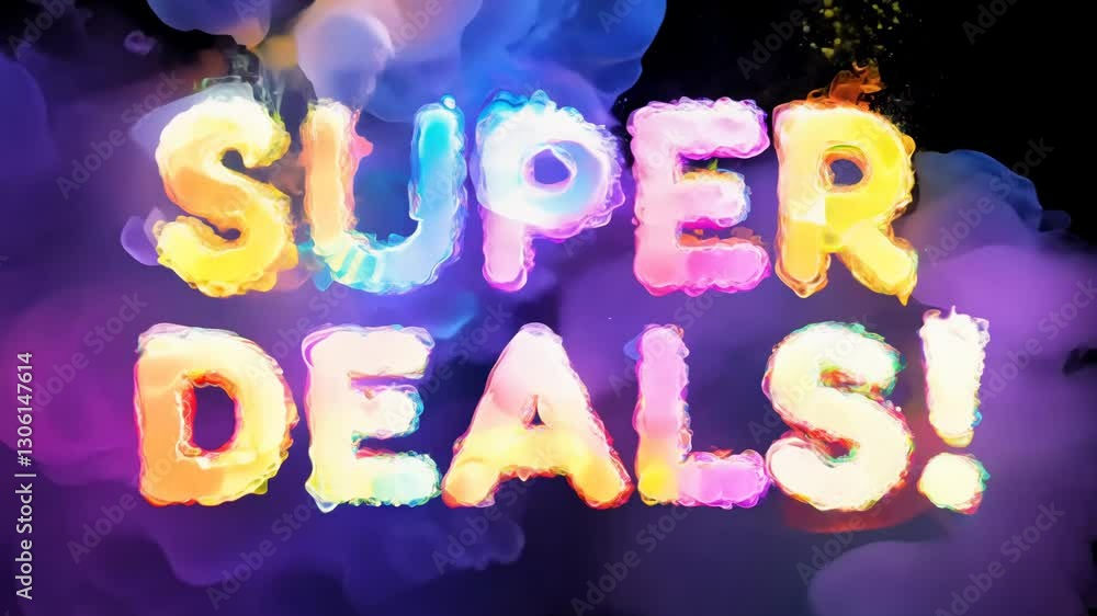 Poster A colorful sign that says Super Deal. It is surrounded by many colorful bubbles. The bubbles are in different sizes and colors