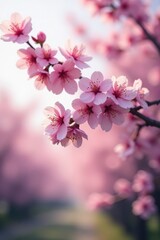 Pink cherry blossoms in full bloom, gentle breeze , plant, blossom, branches