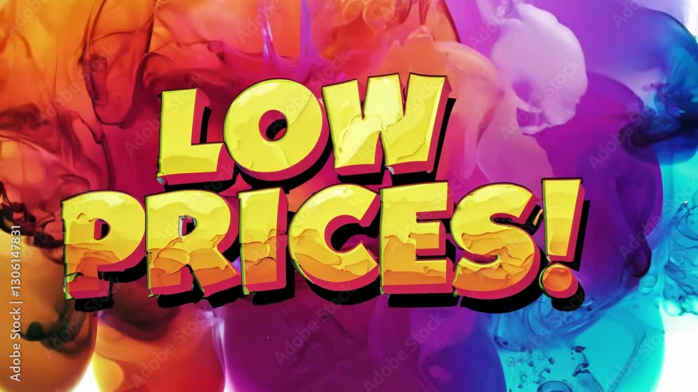 Poster a cartoon of a cloud with the words low prices written on it. the word prices is in red