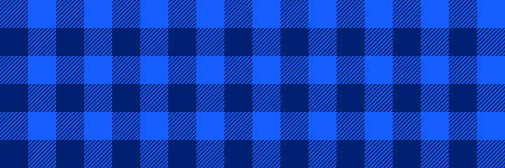 Deep blue gingham seamless pattern. Navy vichy background texture for textile design, fabric swatch, scarf cloth, suit print. Masculine checkered tweed plaid repeating wallpaper. Vector backdrop 