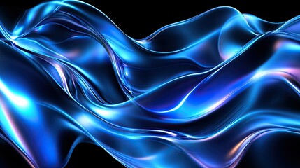 Obraz premium A serene 3D abstract background with soft, organic forms resembling flowing water, illuminated by a gentle ethereal glow.