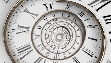 Naklejka premium Spiral Clock Face With Roman Numerals