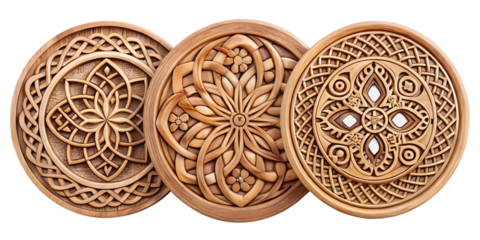 ancient wooden mandala  style on white background 