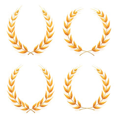 Wreath wheats ears icons and rice seed logo design elements set