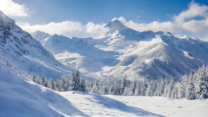 snow covered mountains. ai generated
