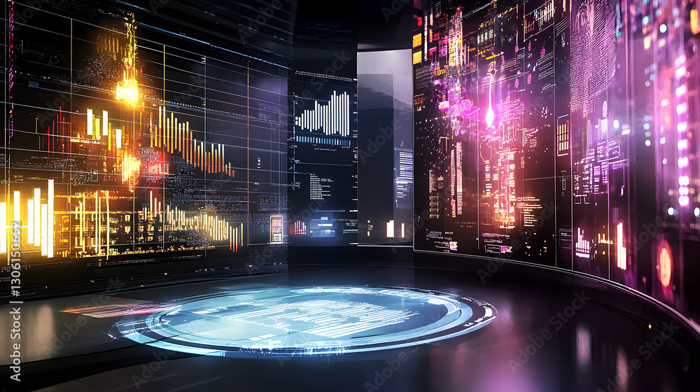 Poster data visualization event futuristic digital space graphic design technology environment virtual view