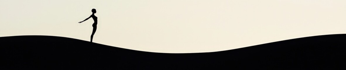 Silhouette of a Person on Rolling Sand Dunes