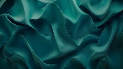 Obraz premium Elegant Teal Fabric Drapery with Soft Waves and Curves Creating a Luxurious and Sophisticated Background Texture