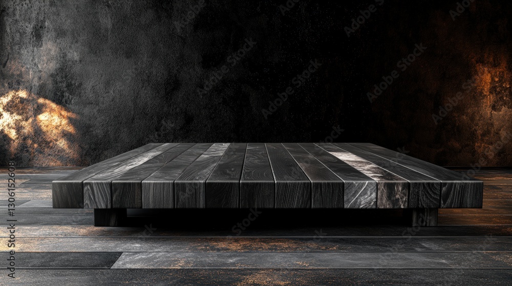 Poster sleek table set against a black background highlighting modern design elements and minimalist aesthe