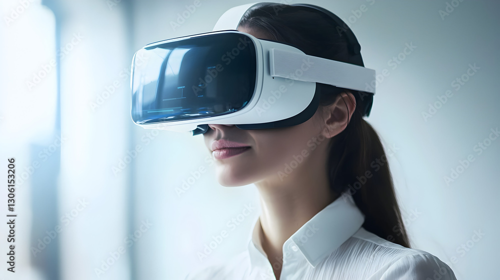 Aufkleber exploring virtual reality technology modern office image of user bright environment close-up view im
