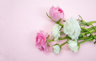 Pastel color fresh buttercups bouquet. Mother day gift. Spring, women day