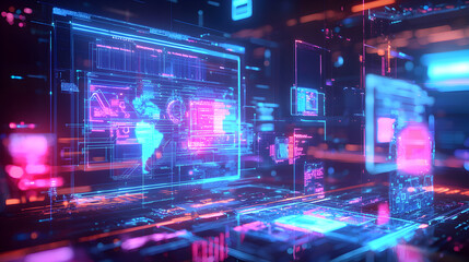 Digital data visualization and analysis virtual environment infographic technology futuristic concept