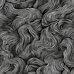 Obraz premium Mesmerizing Monochrome Waves of Flowing Curves and Swirling Abstract Patterns