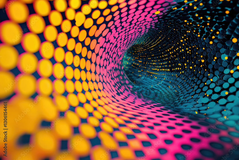 Aufkleber abstract colorful tunnel of vibrant dots creating a mesmerizing, swirling vortex.