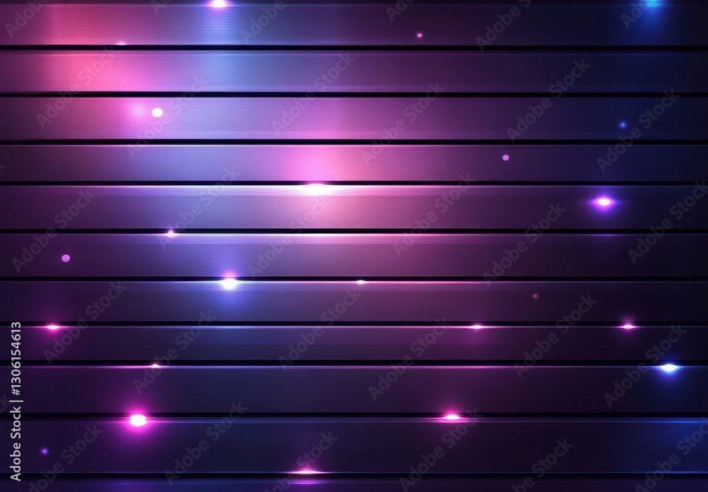 Poster abstract background with horizontal lines and colorful bokeh lights in shades of purple and blue eff