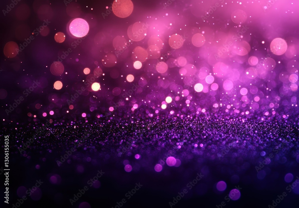 Poster abstract background with vibrant sparkling bokeh lights in purple and pink shades creating an enchan