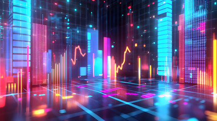 Dynamic data visualization in a futuristic cityscape at night digital art abstract environment urban perspective