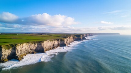 Obraz premium Cliffs Meet Coastline, Sunny Day