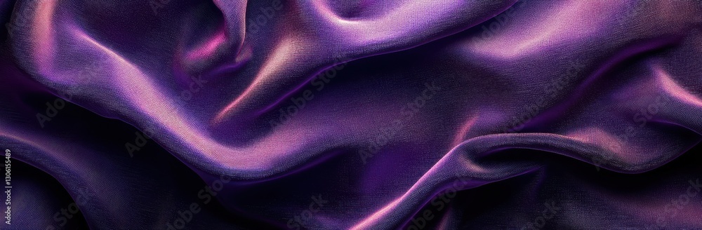 Poster abstract close-up of luxurious purple satin fabric with flowing texture and vibrant color patterns s