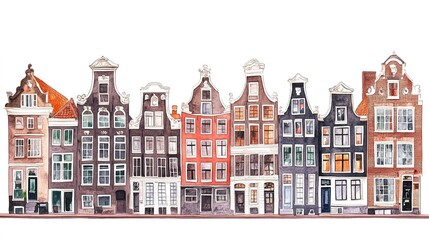 Fototapeta premium Houses in Amsterdam, watercolor
