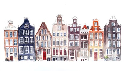 Houses in Amsterdam, watercolor