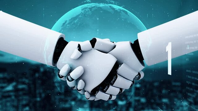 Futuristic robot artificial intelligence huminoid AI programming coding technology development and machine learning concept. Robotic bionic science research for future of human life. 3D rendering.