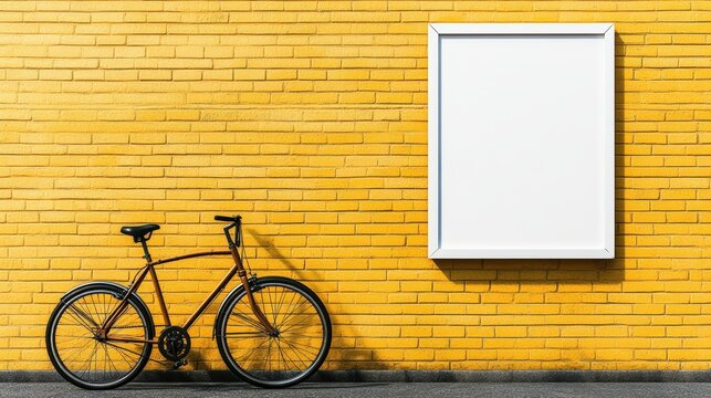 Classic bike resting against a vibrant yellow brick wall capturing an artistic urban vibe with a splash of color