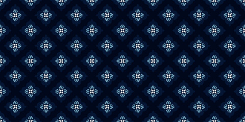Abstract shapes geometric motif elegant pattern seamless ornate background. Flowers ornament floral concept art. Modern fabric design textile swatch ladies dress, man shirt all over print block.