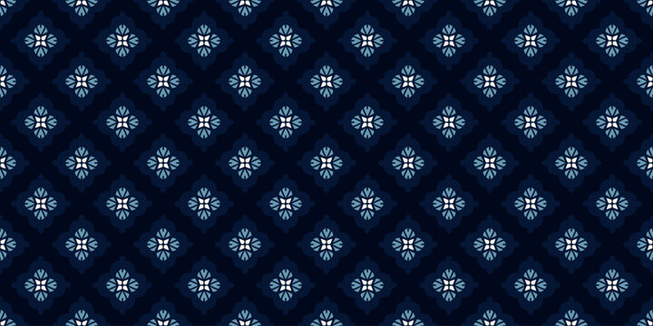 Abstract shapes geometric motif elegant pattern seamless ornate background. Flowers ornament floral concept art. Modern fabric design textile swatch ladies dress, man shirt all over print block.