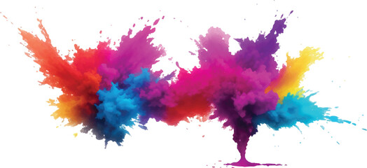 "Modern Watercolor Magic: A Burst of Bright Colors in Bold Brush Strokes and Vibrant Splatter, Blending Into a Rainbow Aquarelle Pattern on a Crisp White Background – A Trendy Artistic Element"
