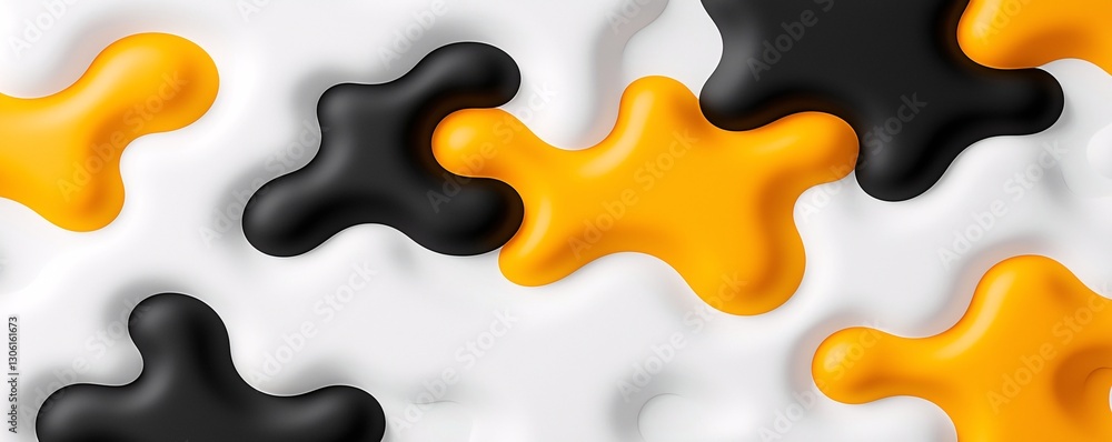 Poster high-contrast eccentric patterns with a blend of sharp lines and fluid curves, striking color palett