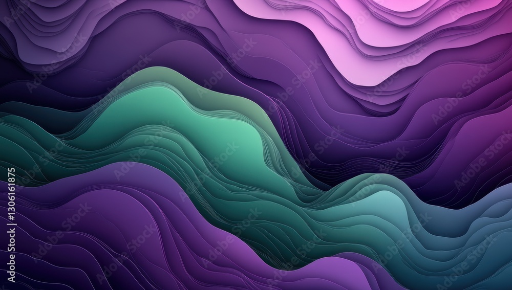 Poster abstract fluid wave patterns in vibrant colors showcasing depth and dimension for creative design an