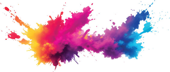 Trendy Aquarelle Splash Art: Bright and Bold Watercolor Strokes and Splatter in a Rainbow of Colors, Isolated on a White Canvas for a Fresh, Modern Touch in Abstract Design and Artistic Expression"

