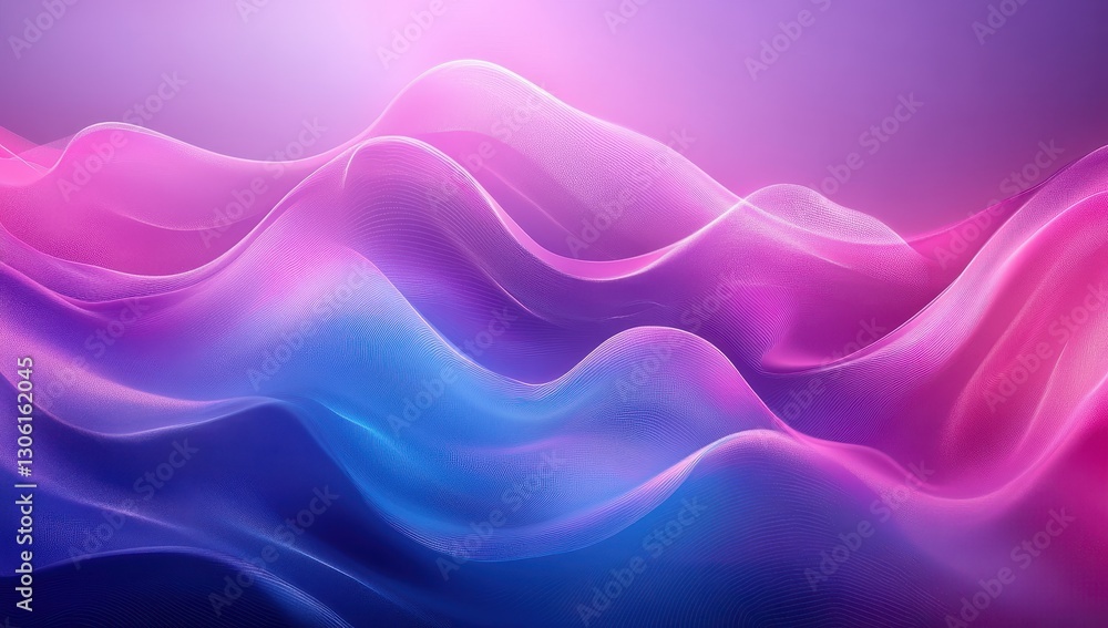 Poster abstract fluid waves in soft pink and blue gradient background for modern design and digital art pro