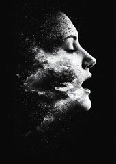 Ethereal Face Dissolution in Swirling Smoky Abstraction