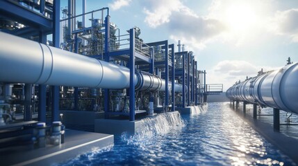 High-tech desalination plant converting seawater