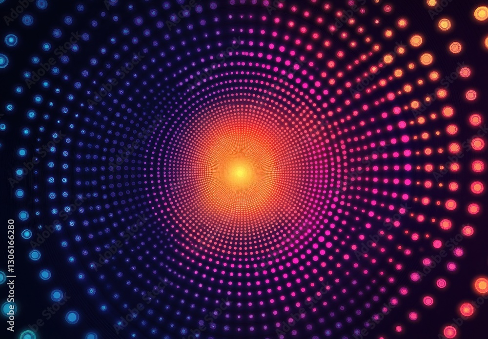 Poster abstract gradient background with colorful dots creating a vivid and energetic circular pattern full