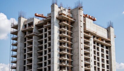 Captivating Construction Explore a High-Resolution Image of an Unfinished Multi-Story Building, Revealing the Intricate Skeletal Structure and Raw Beauty of Urban Development Witness the