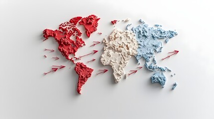 Conflicting Trade Routes Between the United States and China on a World Map Visualizing the Geopolitical and Economic Tensions Shaping Global Commerce