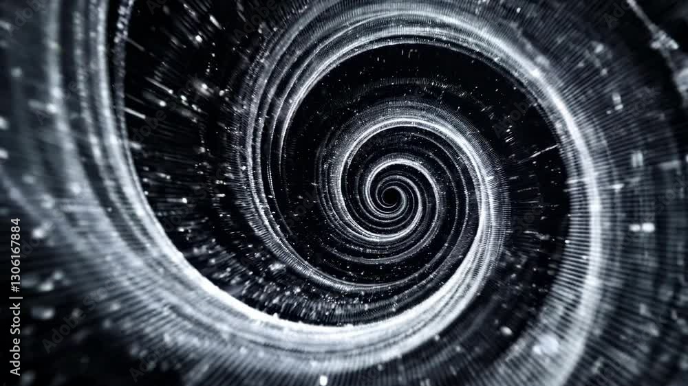 Poster hypnotic spiral loop with dynamic light streaks in motion