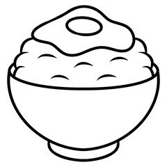 rice bowl with egg icon vector