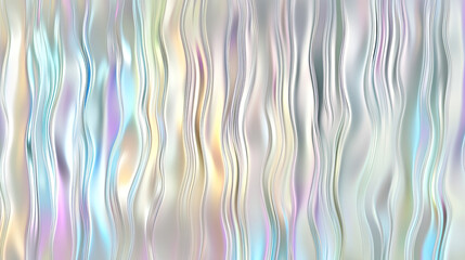 A seamless iridescent rainbow texture with a corrugated ribbed glass effect. The frosted window-like pattern in soft pastel holographic tones is enhanced by a pearlescent foil finish