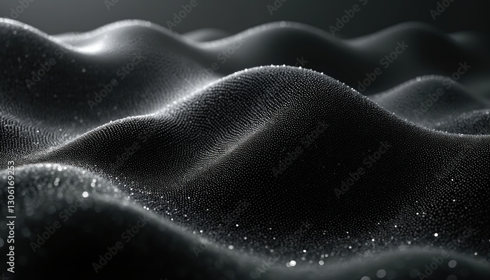 Fototapete abstract black, white dotted wave pattern with dynamic curves. fluid monochrome textures surface. mo