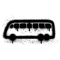 Bus icon graffiti with black spray paint.