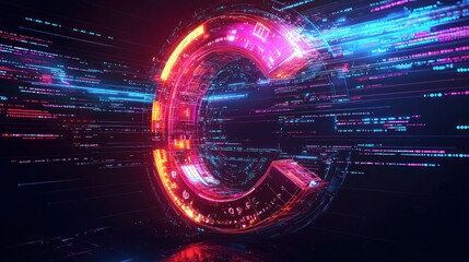 Obraz premium Glowing digital futuristic representation of a letter C in space
