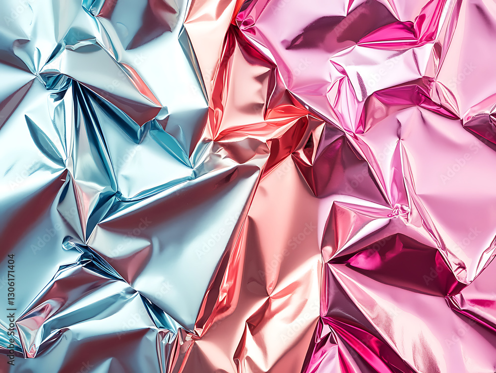 Aufkleber shimmering metallic textures abstract background colorful foil studio environment close-up view desi