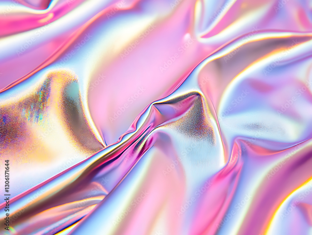 Poster vibrant satin fabric texture close-up textile studio setting macro view colorful reflection