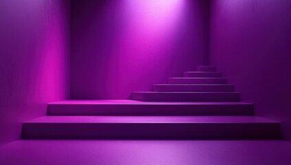 Obraz premium Abstract purple staircase scene with illuminated walls and soft shadows creating a dramatic and modern atmosphere for interior design concepts