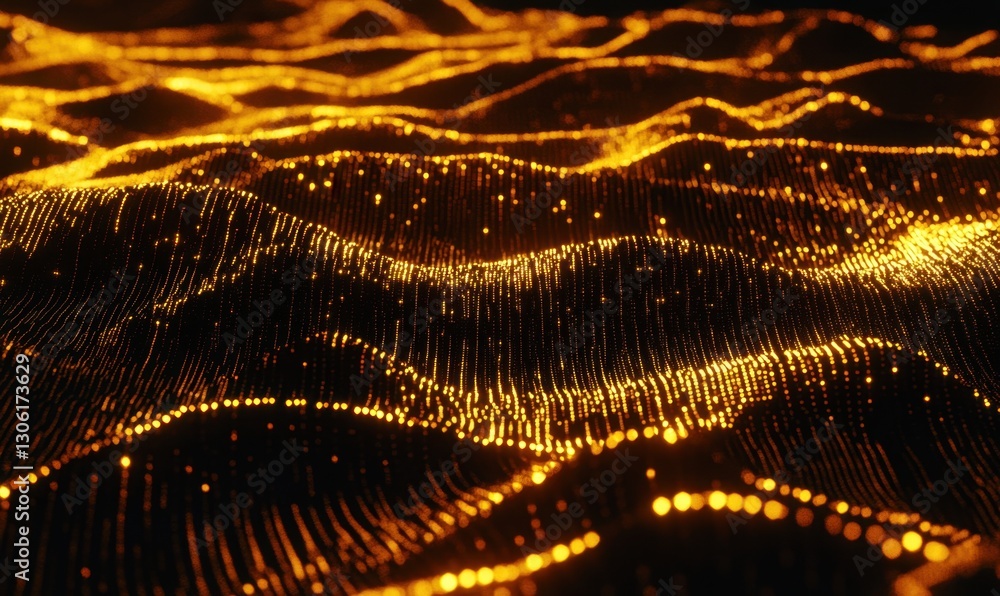 Aufkleber golden particle waves abstract background animation