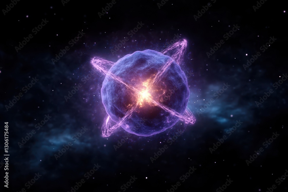 Wall mural purple nebula with stars in the background creating a cosmic scene in the vast universe of outer spa